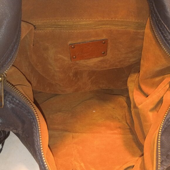 PATRICIA NASH "Vincenzo" Dark Navy Leather Super Slouchy Big Hobo Bag w Fringe - Picture 14 of 15